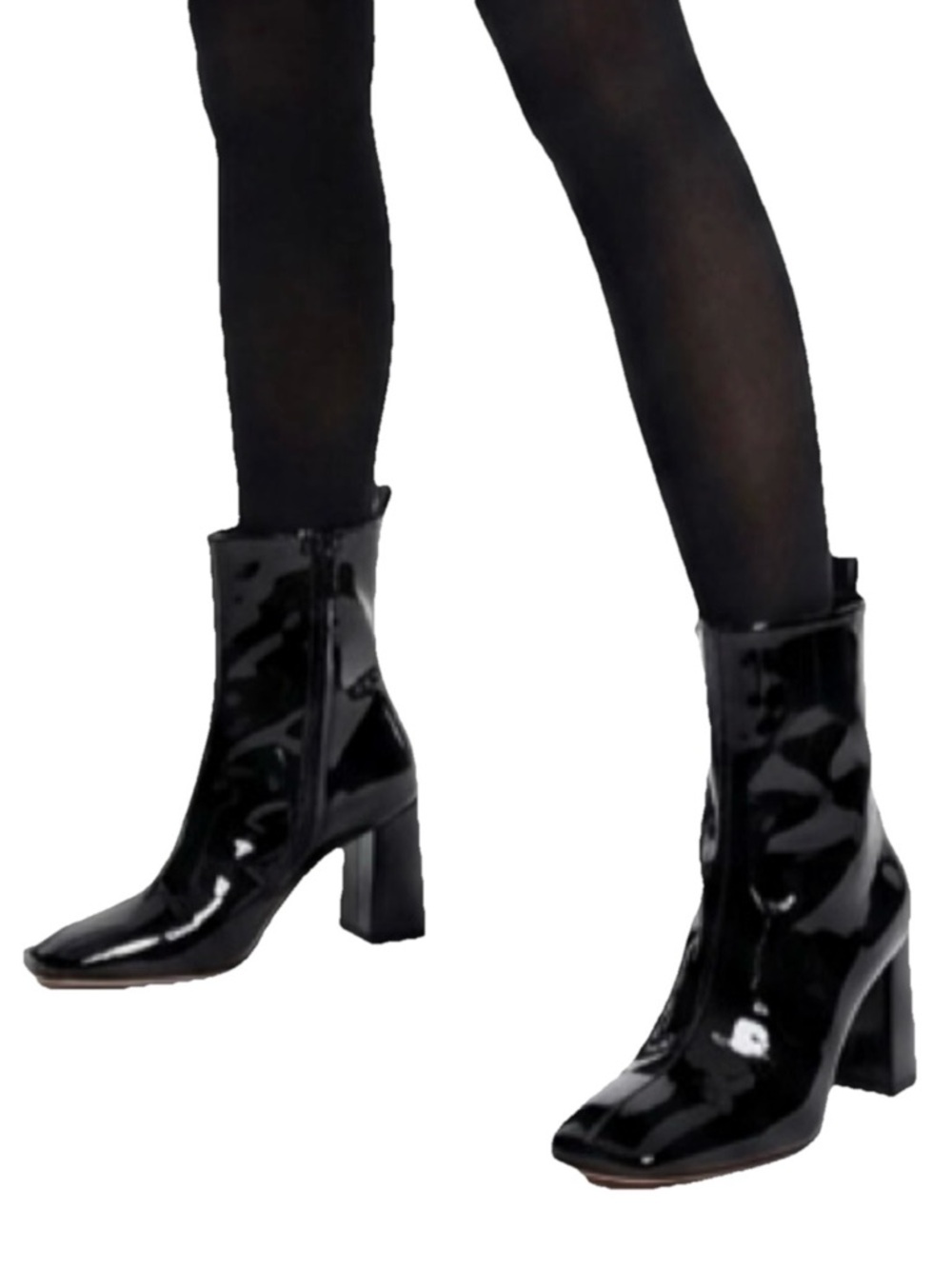 GOOD AMERICAN Square Toe Bootie Black Patent Leather Women’s Size 10 & 8 & 7